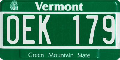 VT license plate OEK179