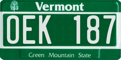 VT license plate OEK187