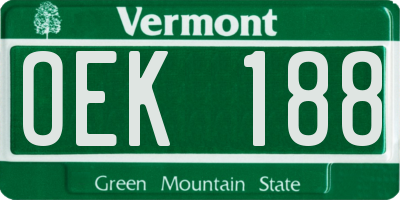 VT license plate OEK188