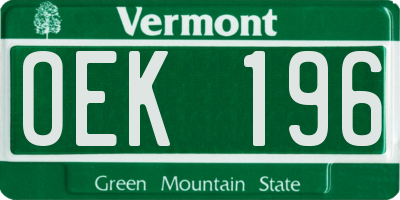 VT license plate OEK196