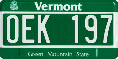 VT license plate OEK197