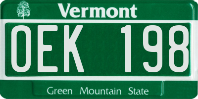VT license plate OEK198