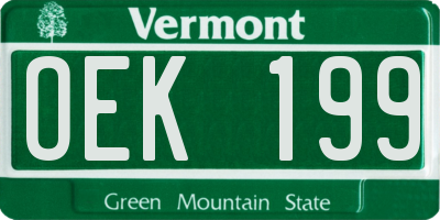 VT license plate OEK199