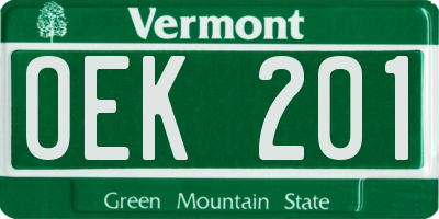 VT license plate OEK201