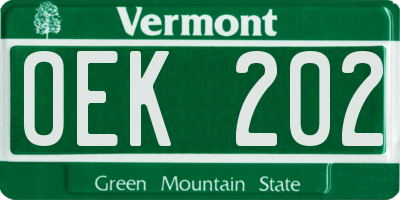 VT license plate OEK202