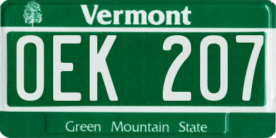 VT license plate OEK207