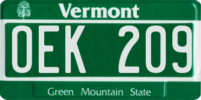 VT license plate OEK209