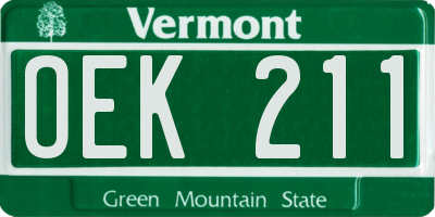 VT license plate OEK211