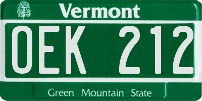 VT license plate OEK212