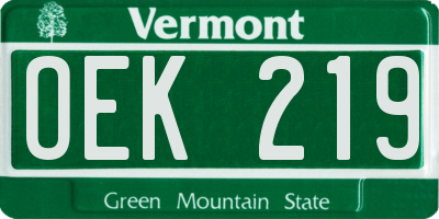 VT license plate OEK219