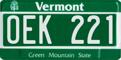 VT license plate OEK221