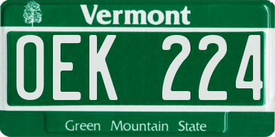 VT license plate OEK224