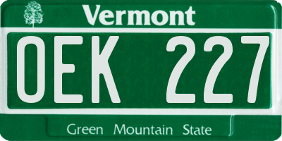 VT license plate OEK227