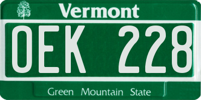 VT license plate OEK228
