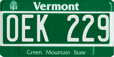 VT license plate OEK229