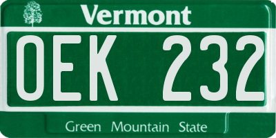 VT license plate OEK232