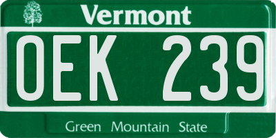 VT license plate OEK239