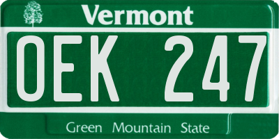 VT license plate OEK247