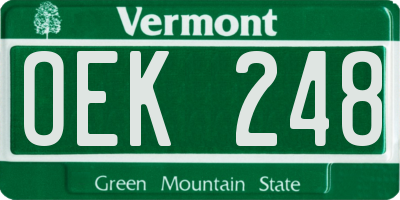 VT license plate OEK248