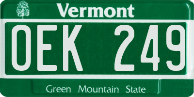 VT license plate OEK249