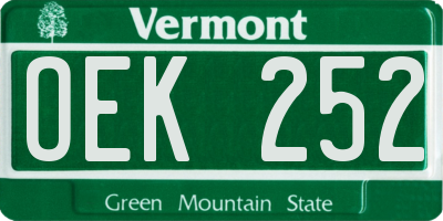 VT license plate OEK252