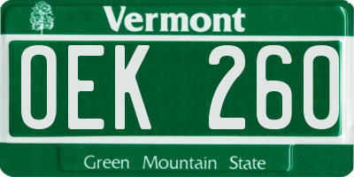VT license plate OEK260
