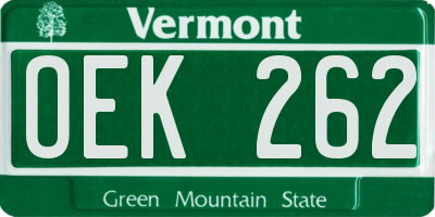 VT license plate OEK262