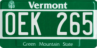 VT license plate OEK265