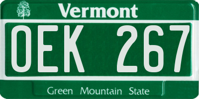 VT license plate OEK267