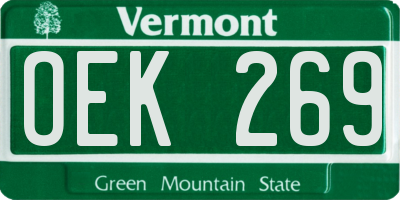 VT license plate OEK269