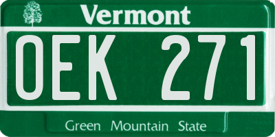 VT license plate OEK271