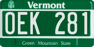 VT license plate OEK281