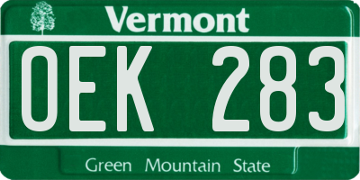 VT license plate OEK283