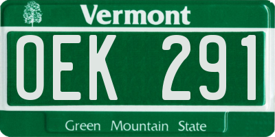 VT license plate OEK291
