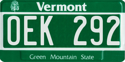 VT license plate OEK292