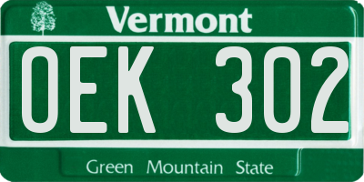 VT license plate OEK302