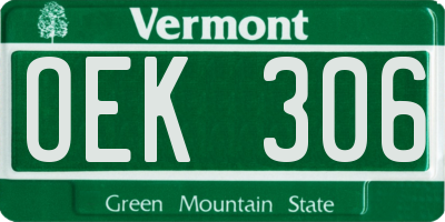 VT license plate OEK306