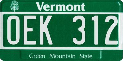 VT license plate OEK312