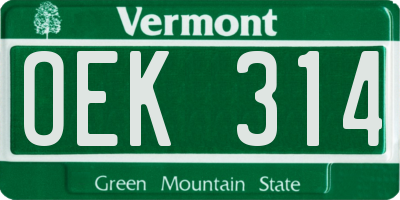VT license plate OEK314