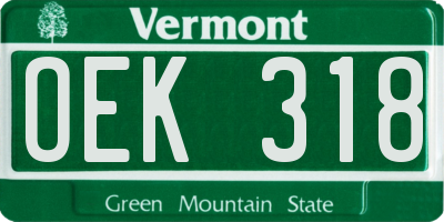 VT license plate OEK318