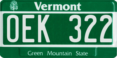 VT license plate OEK322