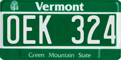 VT license plate OEK324