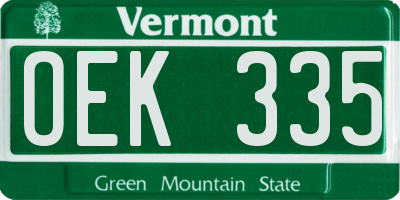 VT license plate OEK335