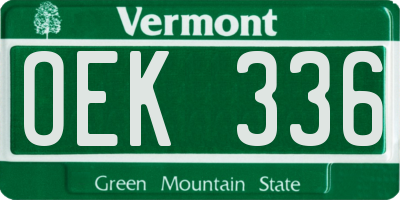 VT license plate OEK336