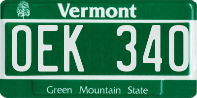 VT license plate OEK340