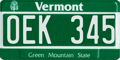 VT license plate OEK345