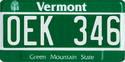VT license plate OEK346