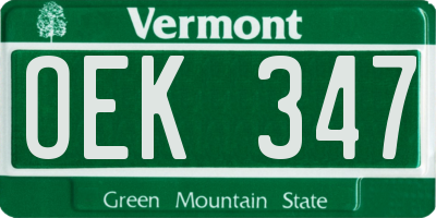 VT license plate OEK347