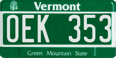 VT license plate OEK353