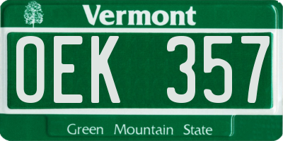 VT license plate OEK357